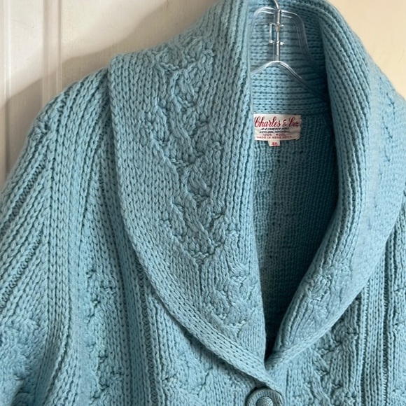 Vintage Charles & Co Wool Chunky sweater cardigan cable knit jacket Sweater Sz M - Picture 15 of 15